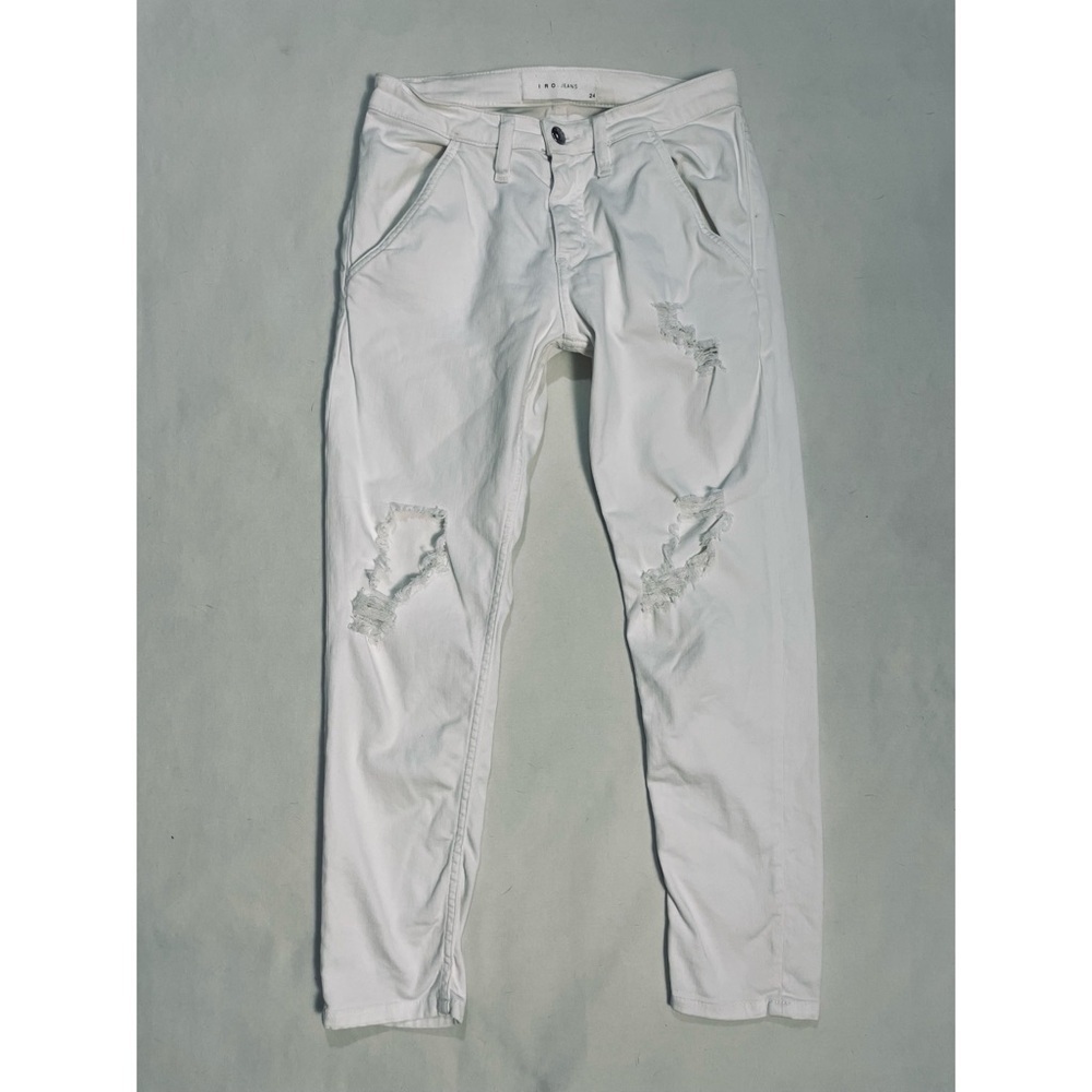 IRO White Cropped Distressed Jeans Size 24